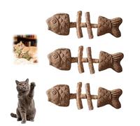 Fix Your Cat’s Dental Health,Creative Fish Bone Cat Toy with Catnip,Natural Dental Chew for Cats,Fishbone Shape Cat Teething,Durable Feline Tooth Care Tool,Wooden Catnip Teeth Cleaning Stick (3PCS D)
