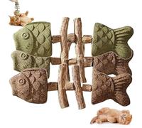 Fix Your Cat’s Dental Health - Wooden Catnip Teeth Cleaning Stick, Creative Fish-Bone Cat Toy, Durable Feline Tooth Care Tool, Multi-Flavor Choices, Interactive Toys for Cat (Green+Brown+Green Brown)