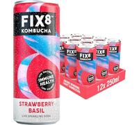Fix8 Kombucha Drink | Live Cultures | Rich in Beneficial Probiotics | Boosts Immune System | Low Calories | Vitamin B&C | Vegan & Gluten Free | Recyclable & Sustainable | 12x250ml (Strawberry Basil)