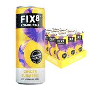 Fix8 Kombucha Drink | Live Cultures | Rich in Beneficial Probiotics | Boosts Immune System | Low Calories | Vitamin B&C | Vegan & Gluten Free | Recyclable & Sustainable | 12x250ml (Ginger Turmeric)