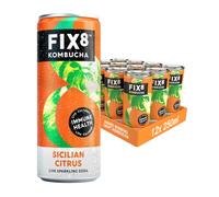 Fix8 Kombucha Drink | Live Cultures | Rich in Beneficial Probiotics | Boosts Immune System | Low Calories | Vitamin B&C | Vegan & Gluten Free | Recyclable & Sustainable | 12x250ml (Sicilian Citrus)