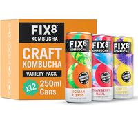 Fix8 Kombucha Drink | Live Cultures | Rich in Beneficial Probiotics | Boosts Immune System | Low Calories | Vitamin B&C | Vegan & Gluten Free | Recyclable & Sustainable | 12x250ml (Variety Pack)