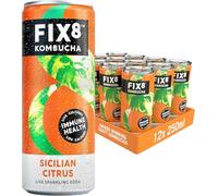 Fix8 Kombucha Drink | Live Cultures | Rich in Beneficial Probiotics | Boosts Immune System | Low Calories | Vitamin B&C | Vegan & Gluten Free | Recyclable & Sustainable | 12x250ml (Sicilian Citrus)