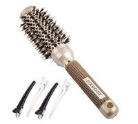 FIXBODY Round Barrel Nano Thermal Ceramic Coating & Ionic Tech Hair Brush with Boar Bristles, for Hair Blow Drying, Styling, Curling, Straightening(2.5 Inch, Barrel 1.25 Inch, Gold)
