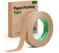 FIXCHORD Kraft Paper Packing Tape 24mm x 50m | Eco Friendly & Recyclable Strong Brown Paper Tape | Writable & Waterproof | Paper Packaging Tape for Packing Parcels and Boxes, Moving House | 1 Roll