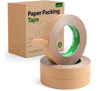 FIXCHORD Kraft Paper Packing Tape 24mm x 50m | Eco Friendly & Recyclable Strong Brown Paper Tape | Writable & Waterproof | Paper Packaging Tape for Packing Parcels and Boxes, Moving House | 3 Rolls