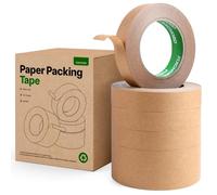 FIXCHORD Kraft Paper Packing Tape 24mm x 50m | Eco Friendly & Recyclable Strong Brown Paper Tape | Writable & Waterproof | Paper Packaging Tape for Packing Parcels and Boxes, Moving House | 6 Rolls
