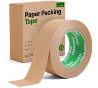 FIXCHORD Kraft Paper Packing Tape 48mm x 50m | Eco Friendly & Recyclable Strong Brown Paper Tape | Writable & Waterproof | Paper Packaging Tape for Packing Parcels and Boxes, Moving House | 1 Roll