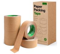 FIXCHORD Kraft Paper Packing Tape 48mm x 50m | Eco Friendly & Recyclable Strong Brown Paper Tape | Writable & Waterproof | Paper Packaging Tape for Packing Parcels and Boxes, Moving House | 6 Rolls