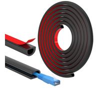 FIXCHORD Mini Cable Trunking, Self-Adhesive Cable Cover, Cable Management Trunking, Hide Wires on Walls, Flame Retardant, Paintable, Cable Tidy for Home, Office, 15mm (W)x10mm (H)x3m Lengths - Black