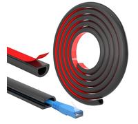 FIXCHORD Mini Cable Trunking, Self-Adhesive Cable Cover, Cable Management Trunking, Hide Wires on Walls, Flame Retardant, Paintable, Cable Tidy for Home, Office, 15mm (W)x10mm (H)x2m Lengths - Black
