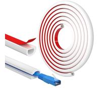 FIXCHORD Mini Cable Trunking, Self-Adhesive Cable Cover, Cable Management Trunking, Hide Wires on Walls, Flame Retardant, Paintable, Cable Tidy for Home, Office, 15mm(W) x10mm (H) x3m Lengths - White