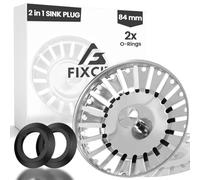 Fixciti 84mm/1Pc Sink Strainer UK Plug - Stainless Steel, Anti-clog Kitchen Sink Plug Replacement With 2 Rubber Seals - Dual Functional Sink Drain Strainer - Food Catcher, High Flow Strainer