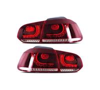 FIXCOR Pair Of Car Tail Light Assembly For VW For Golf6 Mk6 R20 2008-2013 Flowing Water Flicker Turning Signal Light Taillight(Type A Red Clear)