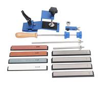 Fixed Angle Sharpener Kit Professional Whetstone Diamond Grinding Stone Tool for Restaurant Home Kitchen Use Aluminum Alloy Stainless Steel Wood Handle 4 Whetstones 4 Diamond