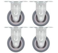 Fixed Casters 50mm Grey TPR Wheels Zinc-Coated Iron Plate 4pcs 35kg Indoor Quiet