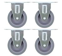 Fixed casters 75mm Grey TPR wheels with zinc-coated iron plate 4pcs 45kg durable