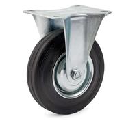 Fixed castor Ø125mm Rubber wheel Metal rims 100kg Load capacity transport trolley Furniture castor