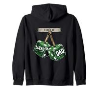 Fixed It Lucky Dad Green Dice Funny St Patricks Day Design Zip Hoodie
