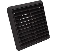 Fixed Louvered Wall Vent Grille 100mm / 4" Black External Exterior Ducting Air Round Spigot Fly Screen