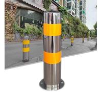 Fixed Parking Bollard - Heavy Duty Metal Safety Barrier with Reflective Tape, Easy Installation for Driveway and Garage Protection