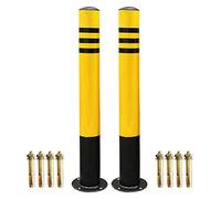 Fixed Parking Bollard Security Posts for Driveways with Reflective Barriers, Durable Safety Bollards to Prevent Vehicle Damage