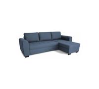 Fixed reversible 4-seater corner sofa - Blue fabric - L245 x D150 x H86 cm - HAMILTON - Made in Ukraine
