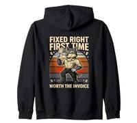 Fixed Right First Time Worth The Invoice Mechanic Humor Zip Hoodie