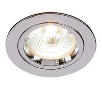 Fixed Round Recess Ceiling Down Light - Chrome Plated - 80mm Flush Spotlight - 50W Max GU10 Bulb Lamp Holder Fitting - LED Compatible & Dimmable - Office Corridor Kitchen Display