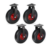 Fixed, swivel castor set, heavy-duty pneumatic transport wheels 3.00-4