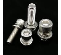 Fixed things M2 M2.5 M3 M4 M5 M6 M8 M10M12 304 Stainless Steel Hexagon Hex Socket Cap Head SEM Screw Bolt With Flat Spring Washer Combination Applicable to many places(75mm,M3 50pcs)