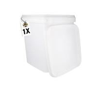 FixedByU 10 L White Square Plastic Bucket with Lid, Food Safe, Airtight, Stable, Handle, for Food, Chemistry, Adhesives