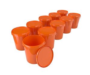 FixedByU 10 x Orange 16L Food-Safe Airtight Buckets with Lid and Handle