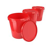 FixedByU 3-Pack 16L Red Food-Safe Airtight Buckets with Lid and Handle, Polypropylene Material