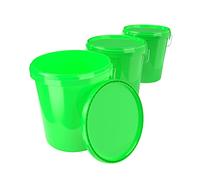 FixedByU 3 x Green 16L Polypropylene Bucket with Lid, Airtight, Stable, Food-Safe, Empty, Sturdy, Large Capacity, Ideal for Food, Chemistry, Wall Paint, Washing Powder, Adhesives