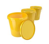 FixedByU 3 x Yellow Food-safe Bucket Set, 16 liters, Polypropylene, Airtight and Stable, with Lid for Chemistry, Wall, Paint, Washing Powder, Adhesives