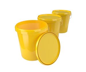 FixedByU 3 x Yellow Food-safe Bucket Set, 16 liters, Polypropylene, Airtight and Stable, with Lid for Chemistry, Wall, Paint, Washing Powder, Adhesives