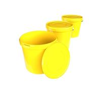 FixedByU Bucket with Lid 10 Litres Round Plastic Airtight Sturdy Empty with Handle and Lid Food Safe Chemicals Washing Powder Glue Pack of 3 Yellow
