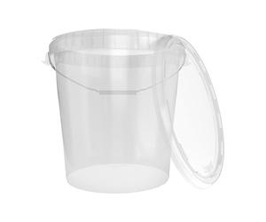 FixedByU Bucket with Lid, 30L, Made in Germany, Suitable for Food Preservation, Airtight and Stable, for Food Storage, Office and Bedrooms, Transparent