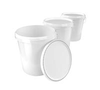 FixedByU x bucket with lid 16 litre white food safe airtight and stable empty bucket with handle and closure lid for food chemicals wall paint washing powder glue 3 piece