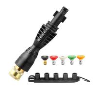 FIXFANS Pressure Washer Gun Adapter with 5 Spray Nozzles and 1 Tips Holder - Power Washer Wand Replacement Kit - Compatible with Some Ryobi, Portland, Husky Electric Pressure Washers Black