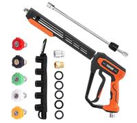 FIXFANS Pressure Washer Gun Kit, 5000PSI Power Washer Handle Gun with Replacement Wand Extension, High Pressure Spray Gun with 5 Nozzle Tips, M22 Fitting, 1/4" Quick Connect Female