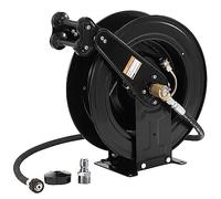 FIXFANS Pressure Washer Hose Reel 15M/50FT X 3/8", Retractable | Steel Dual Arm High Power Wash Hose Reel, Wall Mounted, Heavy Duty Auto Rewind Hose Reel for Water/Air/Oil, 4000 PSI