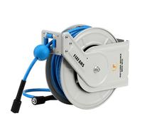 FIXFANS Pressure Washer Hose Reel with Hose, 1/4" x 60ft Retractable, Heavy Duty, Auto Rewind, Wall Mounted, 3600 PSI