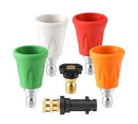 FIXFANS Pressure Washer Nozzle Guard, Adapter for Karcher K2-K7, Orifice2.5 | Stainless Steel Nozzle Set with Upgraded Rubber Protector Cover, 5 Power Washer Nozzle Tips, 1/4" Quick Connect