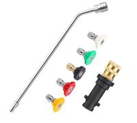 FIXFANS Pressure Washer Wand 45 Degree, Compatible with Karcher K2-K7 | Curved Extension Lance 15Inch/38CM with 5 Spray Nozzles, 1/4 Inch Quick Connect, Undercarriage and Gutter Cleaner Attachment