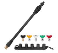 FIXFANS Pressure Washer Wand Replacement with 5 Spray Nozzles and 1 Tips Holder, Compatible with Some Ryobi, Portland, Husky Electric Pressure Washers Black