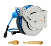 FIXFANS Retractable Pressure Washer Hose Reel with Hose, 1/4" × 18M | Compatible with Karcher K2-K7, Wall Mounted Heavy Duty Hose Reel, 3600 PSI