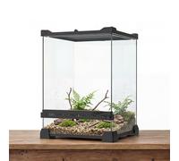 FixHaven Glass Reptile Enclosure, 6 Gallon Tall Arboreal Gecko Tank, 10x10x14 Inch, No-Assembly Small Habitat for Tropical Tree-Dwelling Reptiles & Amphibians