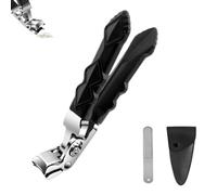 Fixhoo Orthoclip, 180° Wide-Mouth Nail Clippers, Splash-Proof Design, Ergonomic Long Anti-Slip Handle, Orthoclip Toe Nail Clippers with Safety Lock, for Seniors & Men with Thick Nails (Curved)